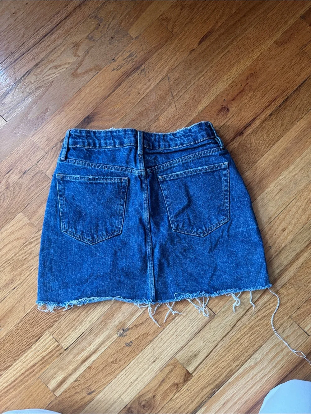 Classic Blue Denim Mini Skirt - Raw Hem